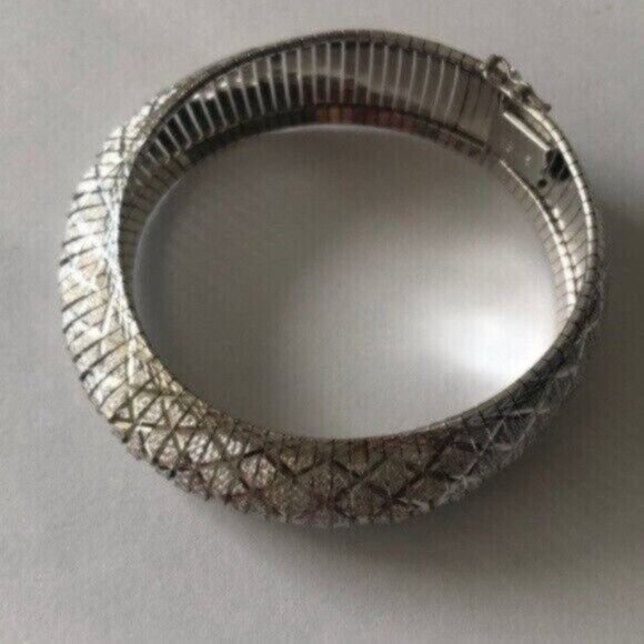 JCM Sterling Silver 925 Unique Bracelet Italy Laser Cut Bangle Statement 7.5” - Picture 3 of 16